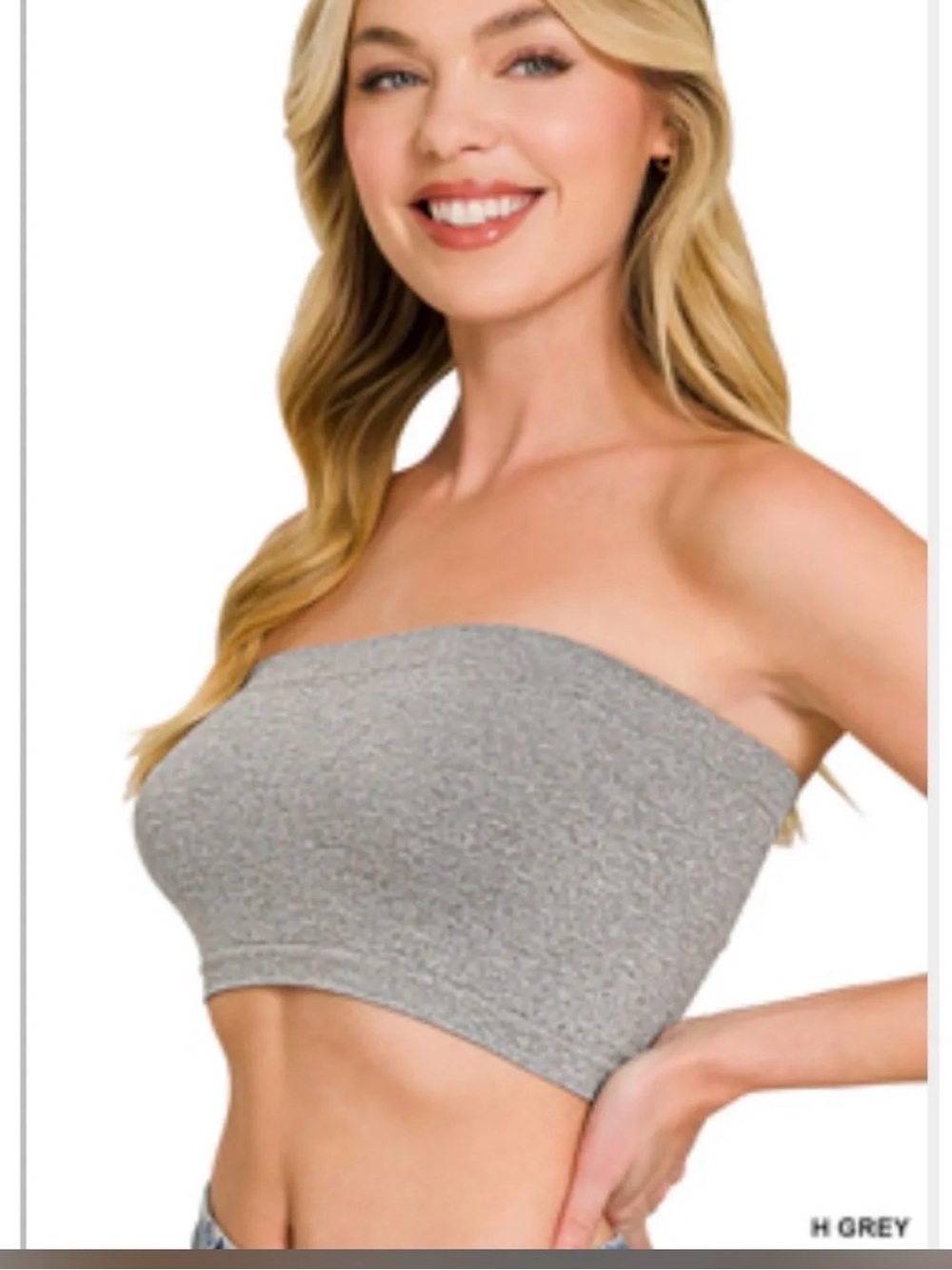 Grey Strapless Bandeau Tube Top